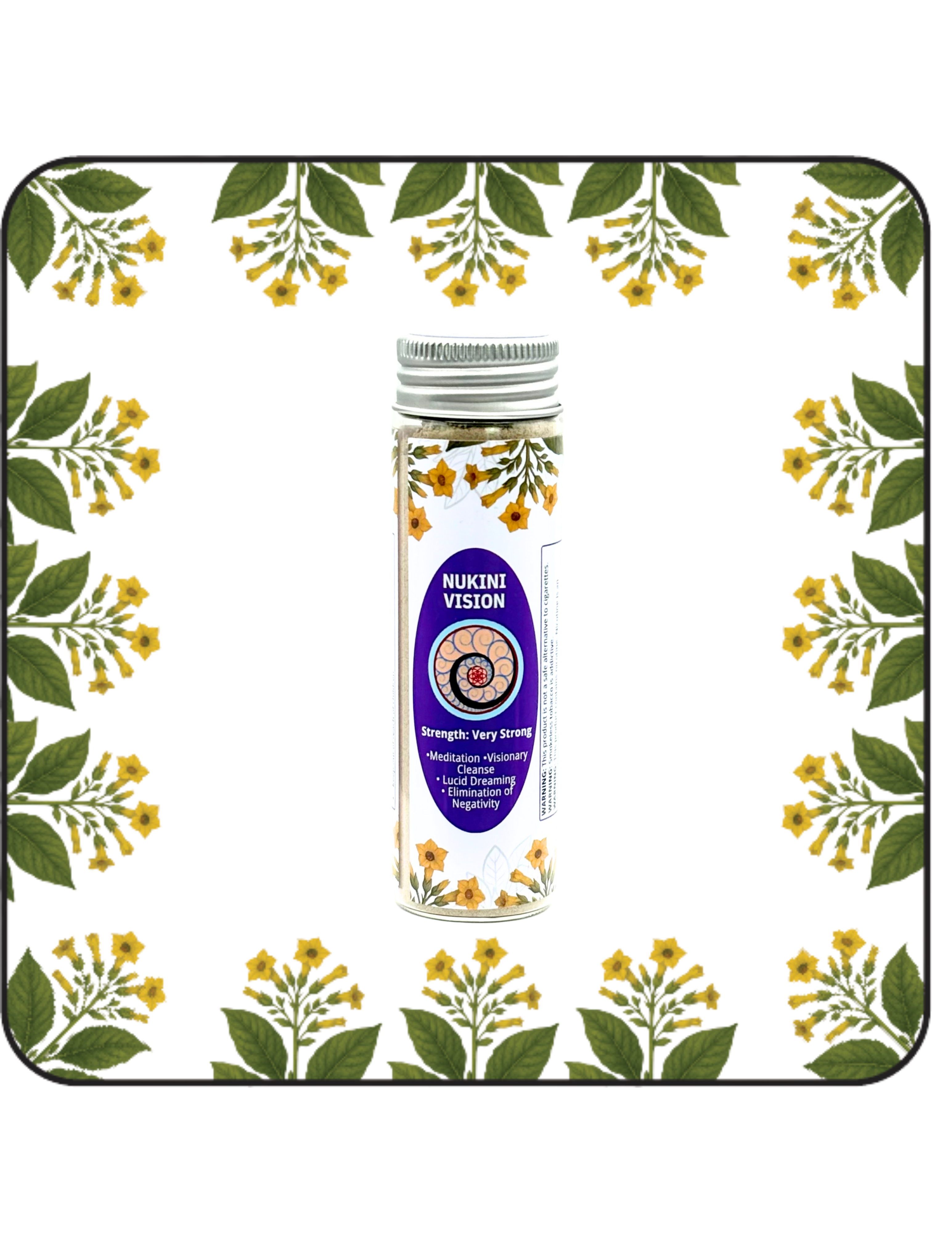 Large 32g Nukini Vision hapé (rapé) jar by Collective Journey Art – authentic Amazonian forest medicine blend.