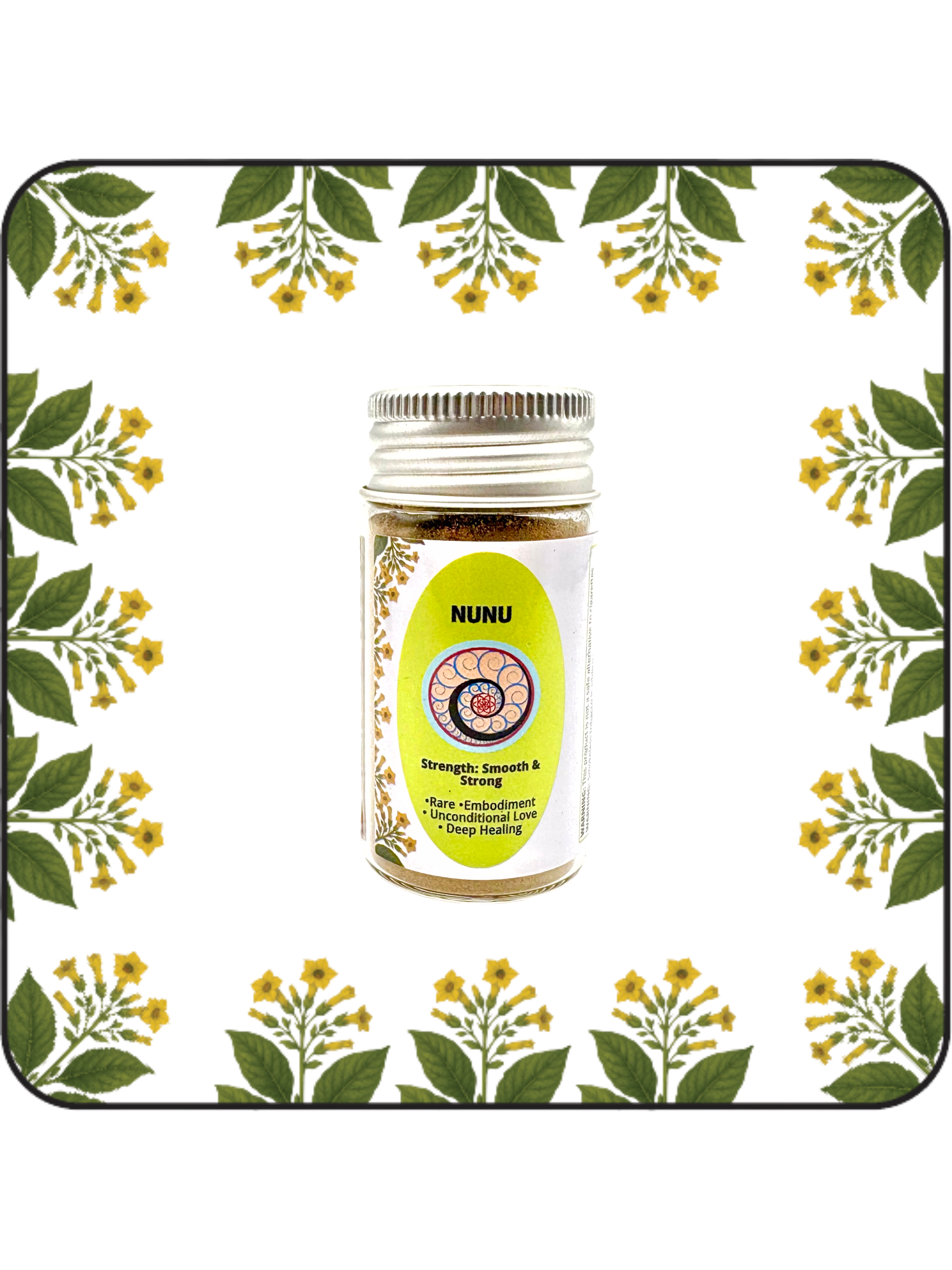 Medium 16g Nunu hapé (rapé) jar by Collective Journey Art – authentic Amazonian forest medicine blend for Unconditonal Love and Deep Healing.