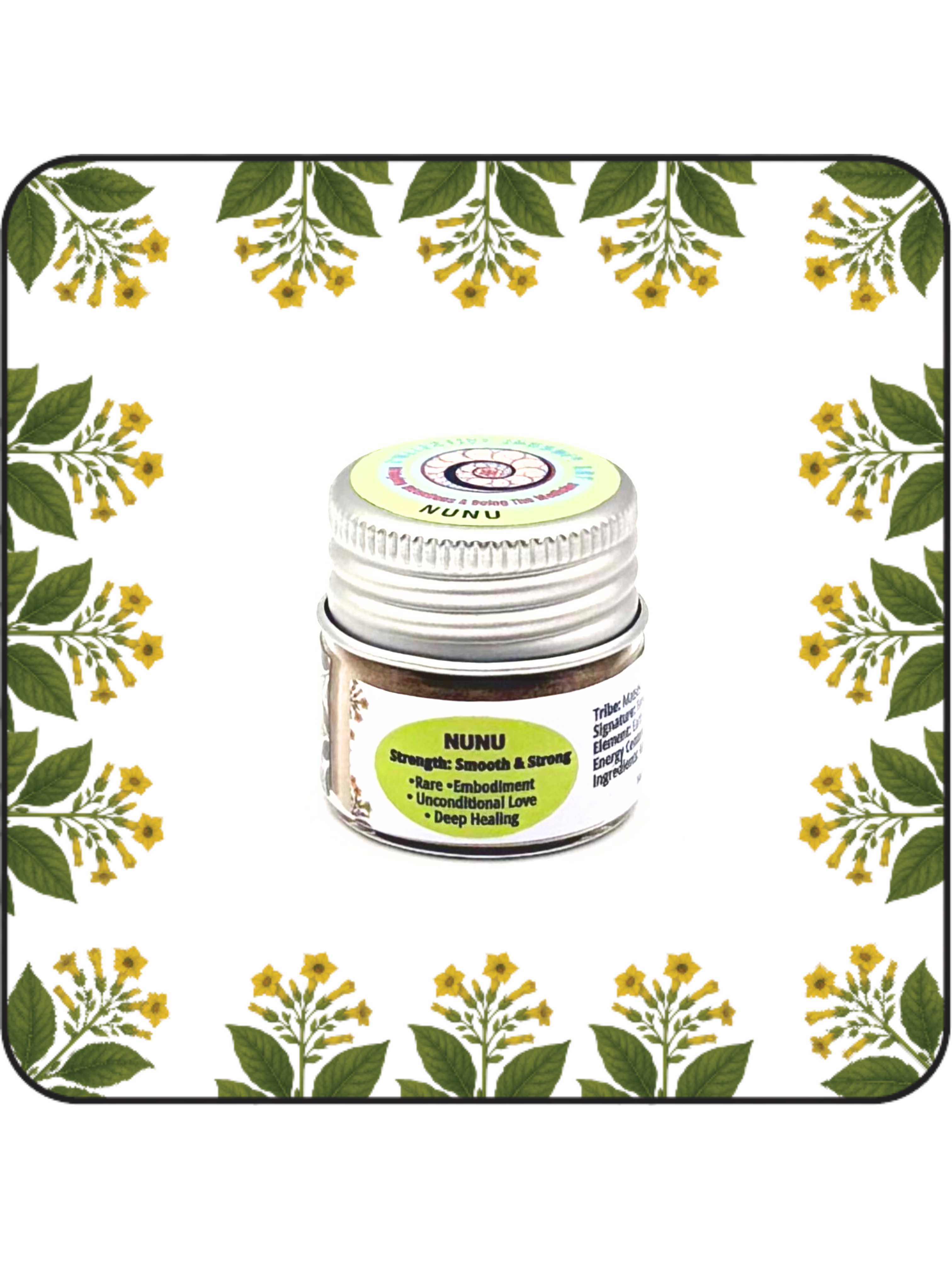 Small 6g Nunu hapé (rapé) jar by Collective Journey Art – authentic Amazonian forest medicine blend for Unconditonal Love and Deep Healing.