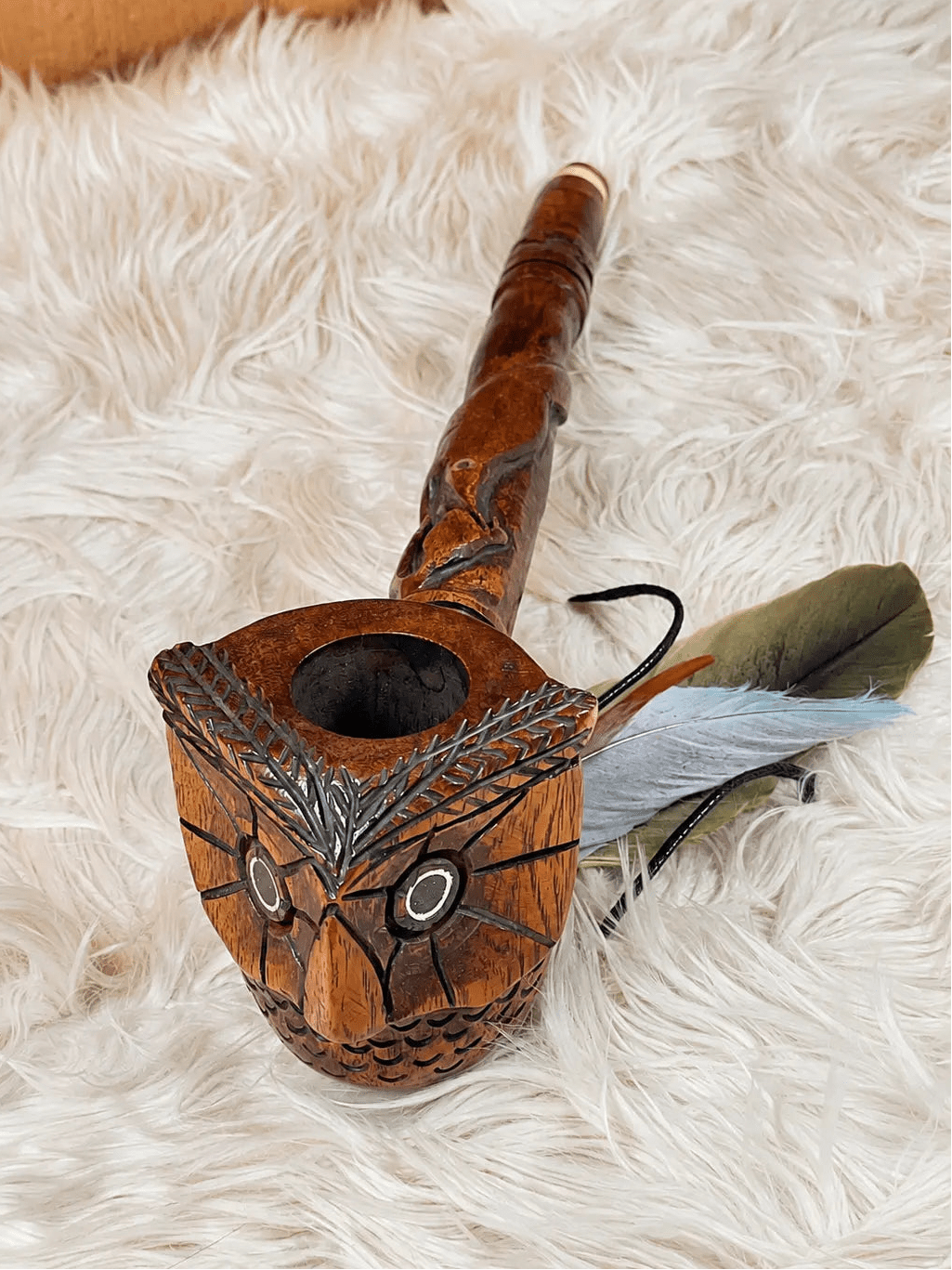 Owl Peace Pipe | Handcrafted Ceremonial Pipe by Collective Journey Art