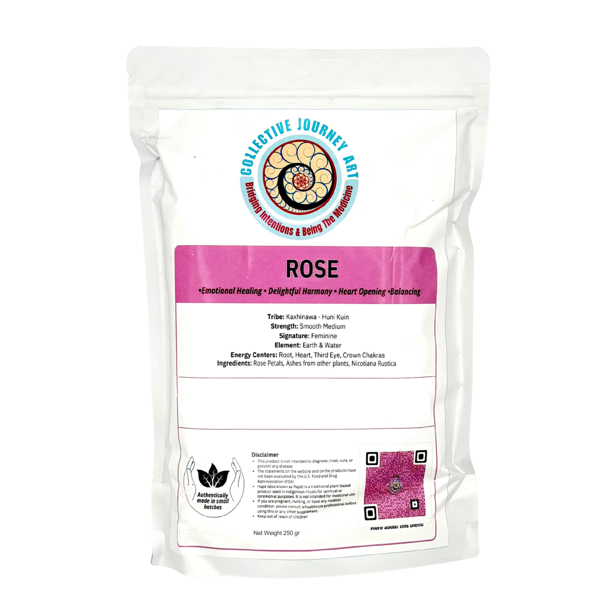 Rose hapé 250g bulk, heart-opening blend for emotional balance and calm grounding