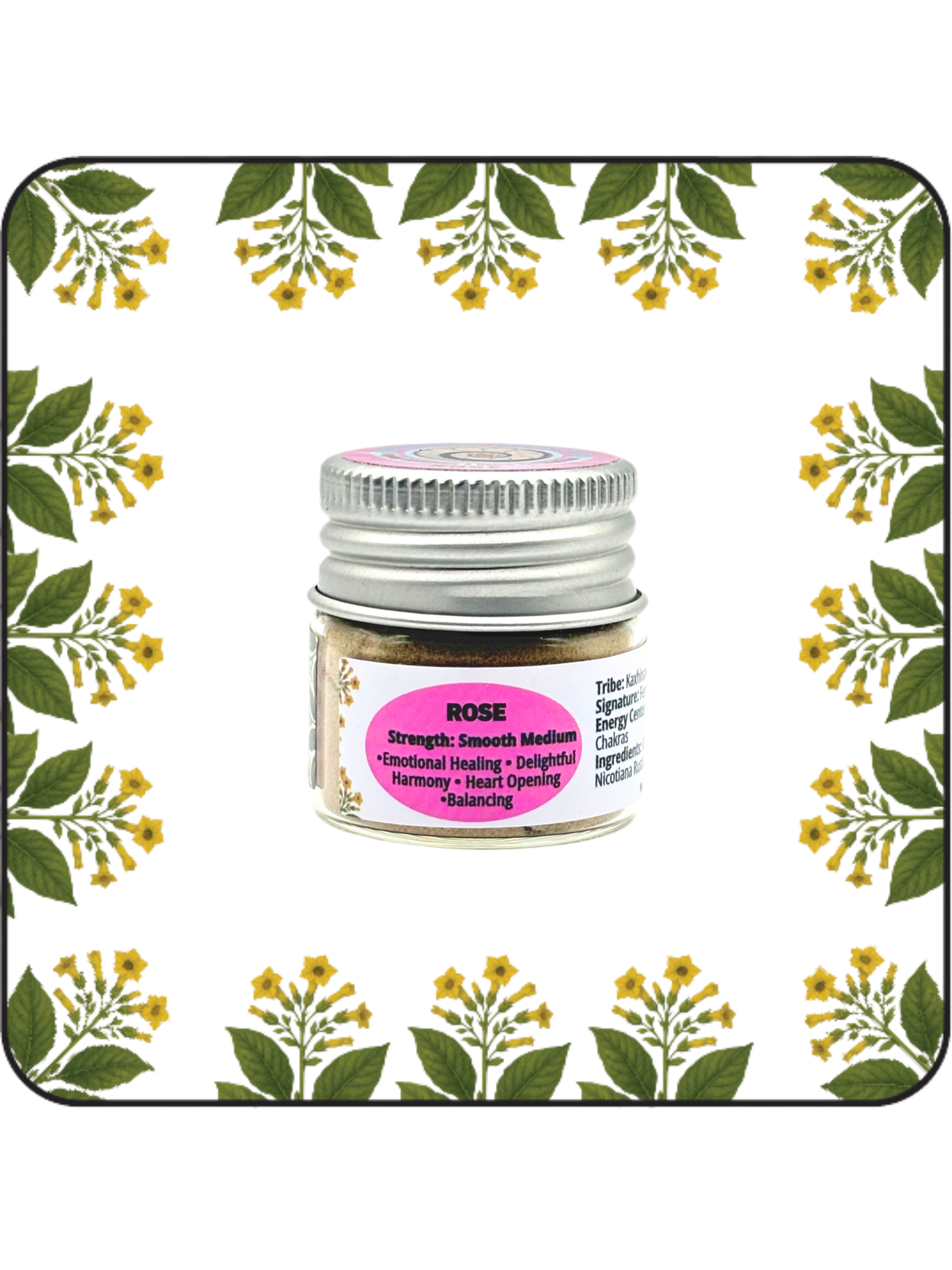 Small 6g Rose hapé (rapé) jar by Collective Journey Art – authentic Amazonian forest medicine. A gentle, heart-opening blend handcrafted for love, healing, and emotional balance.