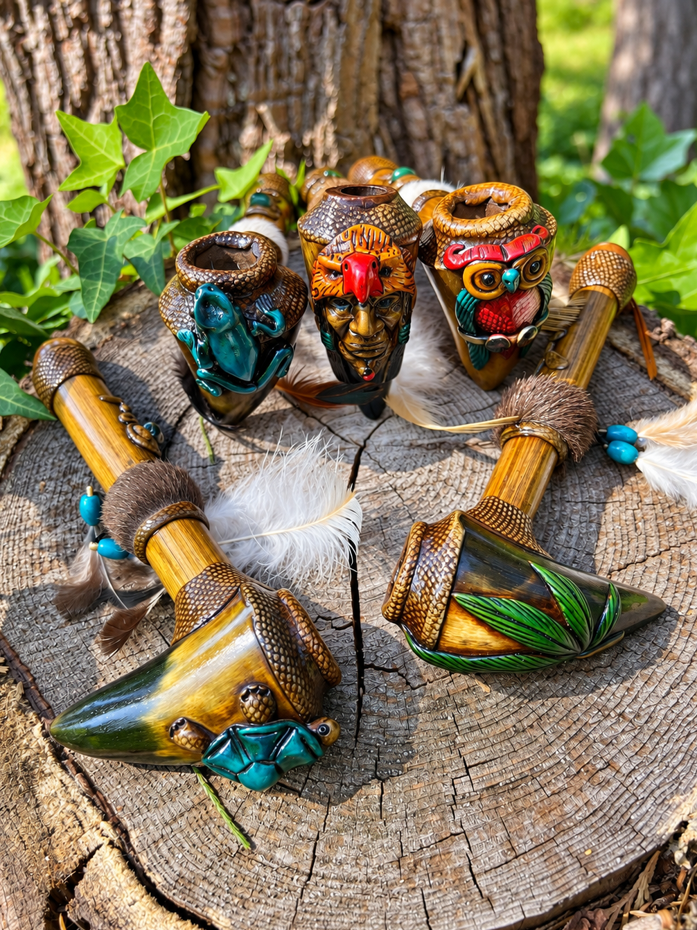 Bamboo Peace Pipe - Small | Handcrafted Ceremonial Pipe by Collective Journey Art