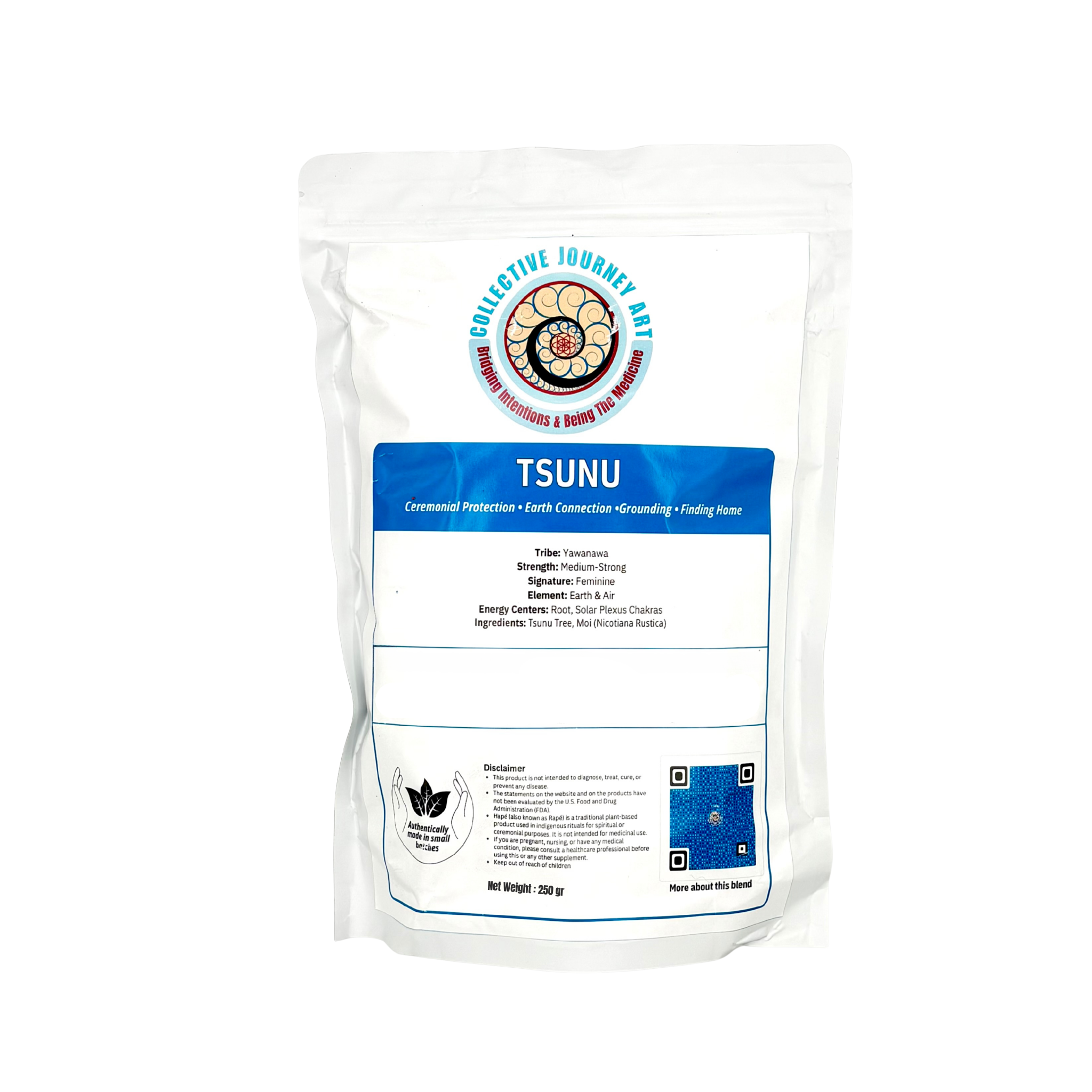 Tsunu hapé 250g bulk, grounding blend for clarity, balance, and steady energetic alignment