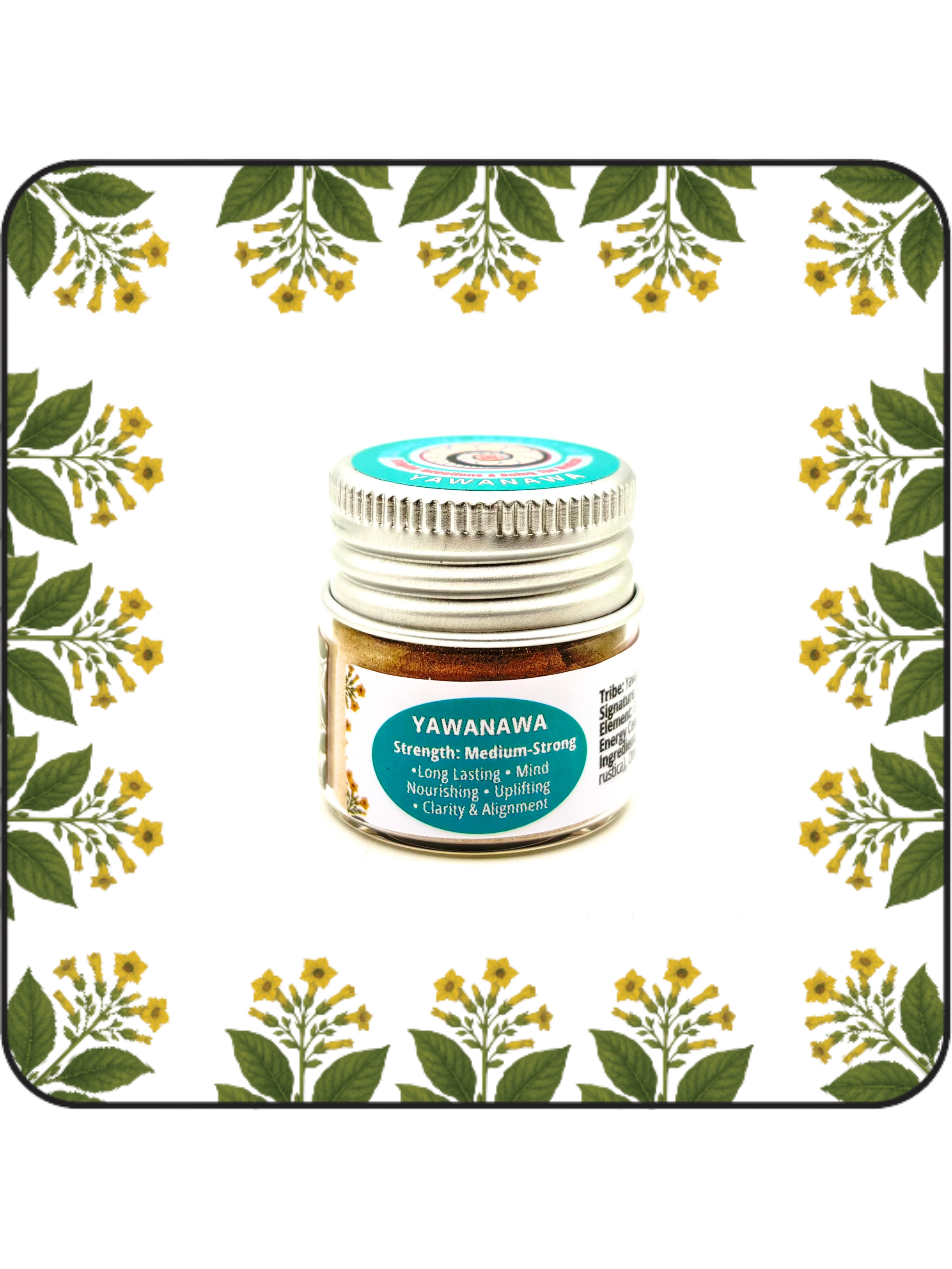 Small 6g Yawanawa hapé (rapé) jar by Collective Journey Art – authentic Amazonian forest medicine blend for mental nourishment and uplifting.